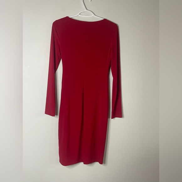 Lauren Ralph Lauren Red Faux-Wrap Matte Jersey Dress - Size 2 - Picture 3 of 9